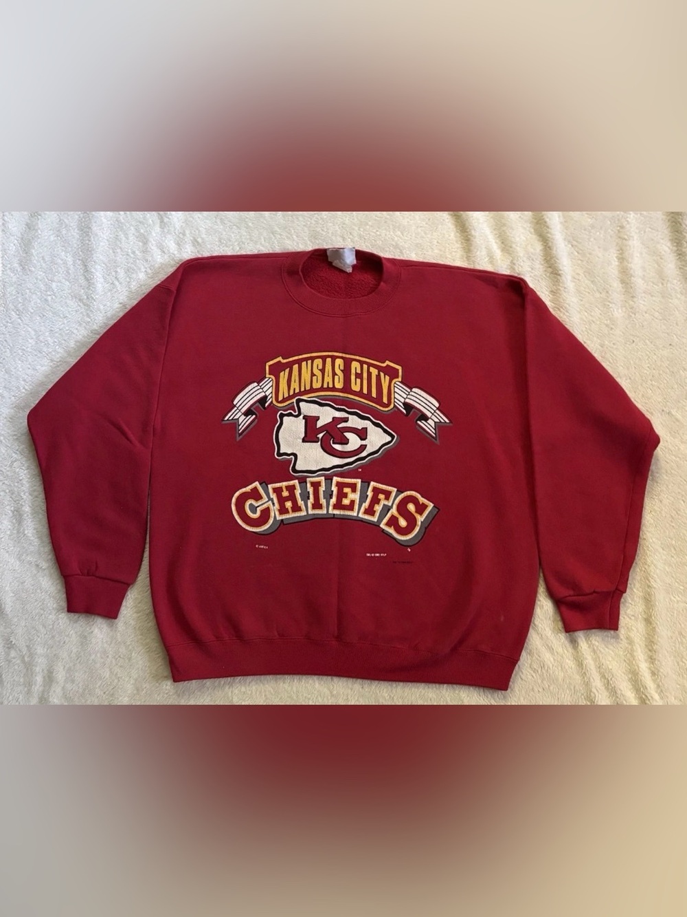 Vintage 1991 90s Kansas City Chiefs NFL Football Red Sweatshirt XL USA Logo